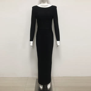 <span class=keywords><strong>Robe</strong></span> <span class=keywords><strong>longue</strong></span> moulante sexy à manches longues et dos nu, couleur unie, décontractée, de haute qualité, LS2749 - Product Image 3