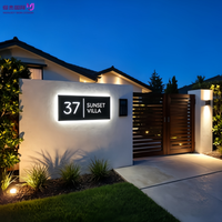Enseigne de numéro de porte LED rétroéclairée 3D en acier inoxydable, enseigne de numéro de maison/hôtel lumineuse personnalisée pour la décoration murale de la maison/hôtel