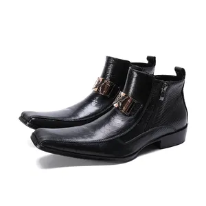 أحذية NA211 الأصلية للرجال من جلد البولي يوريثان, أحذية مسطحة من جلد البولي يوريثان ، بلون أسود ، أحذية بسوستة على الطراز الإيطالي ، أحذية رجالية أنيقة بمشبك جانبي