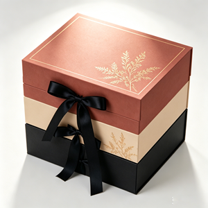 Caja <span class=keywords><strong>de</strong></span> Regalo con Lazo <span class=keywords><strong>de</strong></span> Satén Negro, Caja Personalizada para Bodas, Cumpleaños, Cosméticos, Joyería, con Múltiples Logotipos Personalizados Aceptables - Product Image 2