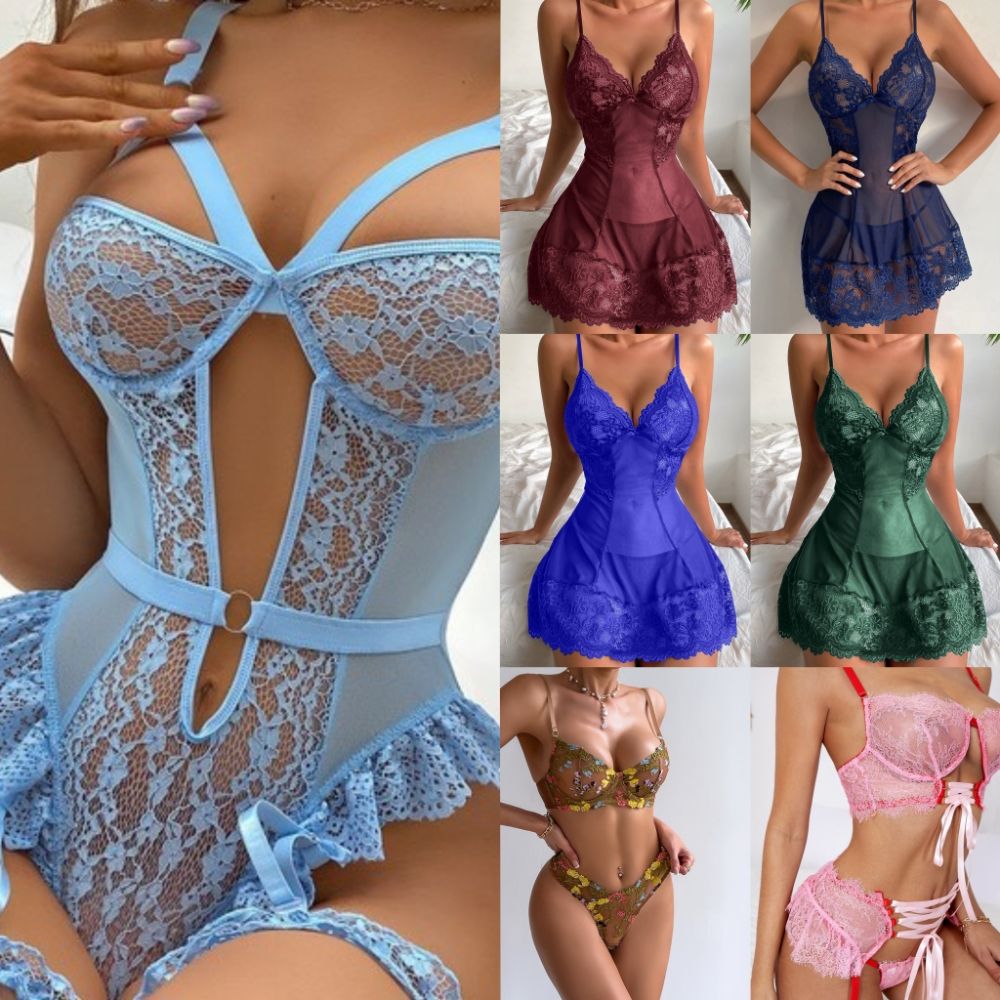 Wholesale Lingeries Ladies Underwear Sexy Bra and Panty New Design Transparent Lace Sensual Erotic Lingerie Sets