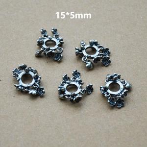 Anneau d'espacement en argent vieilli motif fleur 15x5mm, fourniture de perles, accessoire de bijouterie DIY - Product Image 1