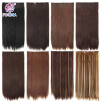 Extensions de cheveux à clipser, synthétiques, résistantes à la chaleur, longues et droites, couleur 613 #   Une seule pièce, 5 clips, extension de cheveux sans couture à clipser
