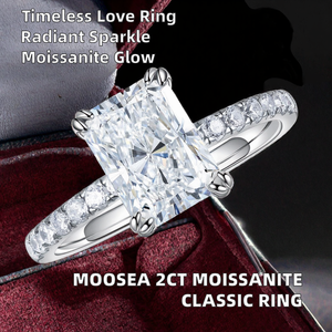MOOSEA Anillos de Compromiso y Aniversario Clásicos con Moissanita Creada en Laboratorio de Corte Radiante de 2 Quilates, Chapados en Oro Blanco de 14K, Regalo de Cumpleaños para Mujer - Product Image 2