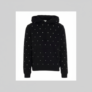 Nueva moda hombres/mujeres cara completa Zip Hoodie esqueleto con bordado de diamantes de imitación ropa de calle de invierno pesado - Product Image 1