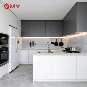 Armoires de cuisine en acier inoxydable avec design gratuit, texture métallique <span class=keywords><strong>antirouille</strong></span>, cuisinière intégrée - Product Image 1