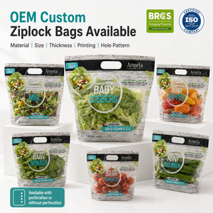 Sacs à fermeture éclair anti-buée en CPP/OPP pour légumes verts en feuilles, format trapézoïdal, pour supermarchés, vente en gros - Product Image 6