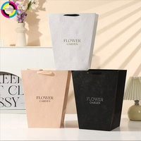 Sacs en papier fleuris personnalisés avec logo en relief, poignées en ruban, pour bouquets, cadeaux, emballages de fleuristes et boutiques de détail