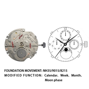 กลไก Miyota Caliber 9015 ดัดแปลงเพิ่มฟังก์ชั่นพิเศษ ระบบแสดงวันที่และข้างขึ้นข้างแรม นาฬิกาจักรกลอัตโนมัติ JX15C - Product Image 1