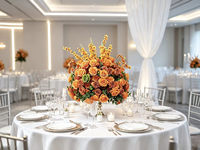 Bola de Flores Artificiales de Naranja de 50cm al por Mayor, Bola Floral de Rosas de Seda de Tacto Real para Centro de Mesa de Boda, Decoración de Mesa, Fiesta y Escenario