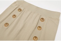 Nouveautés OUDINA - Ensemble deux pièces pour femmes, hauts en tricot à manches courtes avec boutons et ruban, couleur unie, élégant, pantalon décontracté