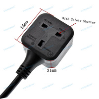 Toma de corriente IEC320 C14 a UK BS1363A, enchufe macho IEC C14 a enchufe hembra de 3 pines del Reino Unido Cable adaptador de corriente para PDU UPS,13A 250V