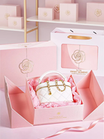 Boîte rigide en papier kraft écologique magnétique personnalisée rose clair élégante et très vendue pour l'emballage de cadeaux de parfum
