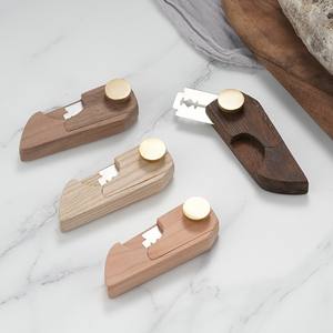 Couteau d'Incision Artistique Danois pour la Cuisson au Noyer avec Manche Court, Outil Coupe-Pâte, Kit de Pâte à Pain Levain, <span class=keywords><strong>Lame</strong></span> à Pain avec Lames Supplémentaires - Product Image 1