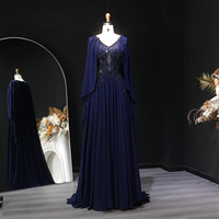 Robes de soirée élégantes Lsz053 avec cape, robes de bal perlées, robes de soirée de luxe en mousseline de soie à col en V, Jancember