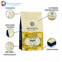 Op maat gemaakte luxe matte zakken met achtzijdige verzegeling, ziplock en stand-up functie, vochtbestendig, voor koffie, thee, noten en retailverpakkingen.