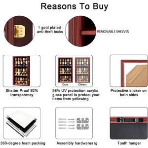 Vitrine <span class=keywords><strong>murale</strong></span> verrouillable en bois d'acajou pour figurines articulées avec protection UV - Product Image 5