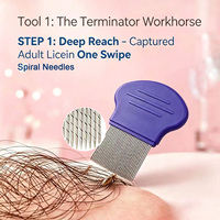 Sisir Kutu Rambut Profesional 4-in-1 Bahan Stainless Steel Gagang Plastik Tahan Lama Gigi Logam Penghilang Kutu