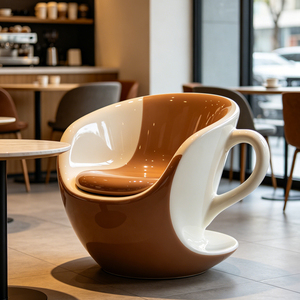 Fiberglass Coffee Cup Chair Novelty Cup Shaped Seat for Creative Commercial Cafe Coffee Shop Decorative Public Seating - Product Image 1