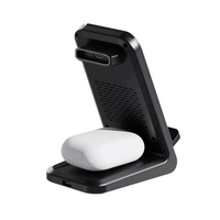 3-in-1 draadloze oplader voor iPhone, Samsung Watch en oordopjes, 15W magnetische oplaadstandaard voor bureau en nachtkastje, voordelige snellader