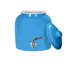 Porzellan Keramik Crock Wassersp ender, Edelstahl Wasserhahn, Ventil und Deckel enthalten. (Solid blau)