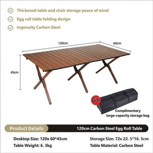 Carbon Steel Frame <b>Folding</b> <b>Table</b> for Camping Picnic Foldable Portable Egg Roll Design Rectangular/Square <b>Outdoor</b> - Product Image 2