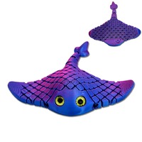 Juguete Antiestrés Manta Ray - Impreso en 3D, Multicolor, Flexible, Desliza a través del Estrés con Vibraciones Oceánicas, Juguetes de Escritorio para Aliviar el Estrés
