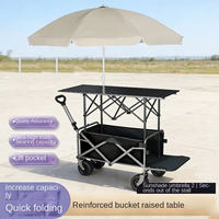 Chariot de camping pliable réglable en hauteur avec pare-soleil, chariot de marché nocturne, chariot de pique-nique portable pour extérieur