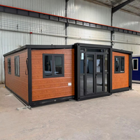 Maison conteneur modulaire préfabriquée pliable à double aile extensible, personnalisée en usine, pour hôtels, bureaux et projets de camps