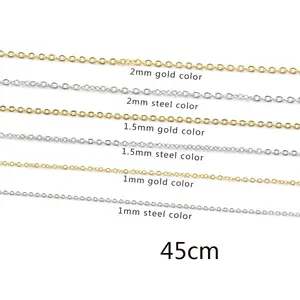 Großhandel Edelstahl 1mm/1,5mm/2mm 18 Zoll O-Kette Halskette Hochwertige nicht verblassende 18 Karat echte vergoldete DIY-Kette Halskette