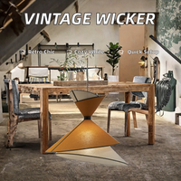 Luminaire suspendu en rotin tressé fait main vintage pour salle à manger, petite taille