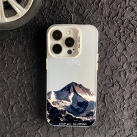 Coque de téléphone Montagne Flamme Rouge et Bleue pour iPhone 17 16 15 Pro Max 14, coque iPhone 17 gravée au laser motif montagne