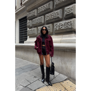 Abrigo de Gamuza Modelo Piloto de Burdeos para Mujer, Abrigo Largo de Invierno a la Moda con Cierre de Cremallera, Tallas XS-XL, Transpirable, con Estampado Teñido - Product Image 1