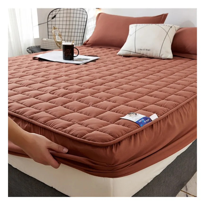 Drap-housse de lit doux et respirant en bambou, couvre-matelas et protège-matelas à imprimé chauffant, vente en gros