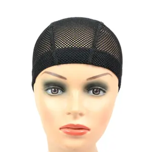 Topi Wig kubah jala hitam lubang besar, dengan pita elastis bahan nilon untuk membuat Wig 1 buah - Product Image 1