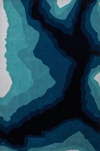 Tapis en laine de Nouvelle-Zélande fait main AquaGlide par Rugfine, tapis d'intérieur multicolore bleu marine et aqua de qualité supérieure, fait main, avec un design artistique moderne - Product Image 3