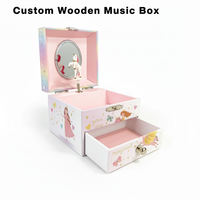 Boîte à musique princesse personnalisée Yiyu en MDF, mini boîte à bijoux écologique en bois avec miroir et tiroir, cadeau pour filles