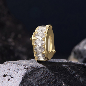 Charme en alliage plaqué or 18 carats avec pierres ovales en zircon, design étoile, style classique, bijoux unisexes, cadeau - Product Image 2