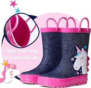 <span class=keywords><strong>Botas</strong></span> <span class=keywords><strong>de</strong></span> Lluvia <span class=keywords><strong>de</strong></span> Goma Impermeables para Niños, <span class=keywords><strong>Botas</strong></span> <span class=keywords><strong>de</strong></span> Jardín con Estampado y Asas Fáciles <span class=keywords><strong>de</strong></span> Poner para Jugar al Aire Libre - Product Image 4