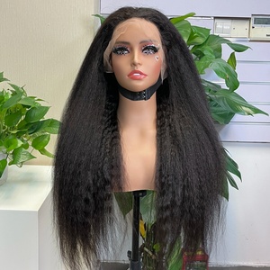 Peluca frontal 13*4 de cabello humano Remy indio 100% liso y rizado, con encaje transparente, doble densidad garantizada, larga. - Product Image 1