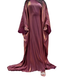 Vestido Abaya Maxi de Satén Hafizah con Mangas Murciélago para Mujeres Musulmanas, Moda Islámica Modesta de Dubái - Product Image 4