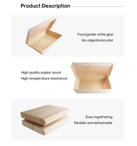 Variedad adecuada de entornos Caja Bento plegable Caja de sushi para microondas de una pieza Contenedor de comida para llevar Siamés de madera - Product Image 6