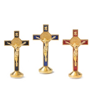 Petite <span class=keywords><strong>statue</strong></span> de Jésus 80x42mm, crucifix sur pied, aimant métallique, crucifix de voiture Saint Benoît, <span class=keywords><strong>statue</strong></span> avec base - Product Image 6