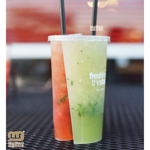 Muy populares vasos de plástico PP de 700ml/700cc/24oz diseño dividido de 2 partes para té de burbujas caliente tamaño para servir - Product Image 6