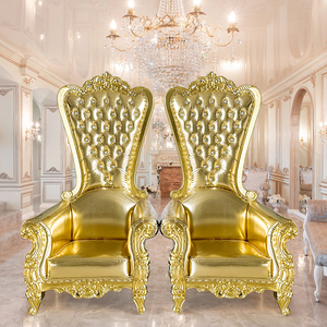 Chaise Trône Royale en Bois Massif Coloré - Design Commercial de Luxe - Product Image 4