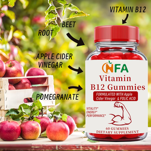 Gomitas de vitamina B12 de buena calidad con vinagre de sidra de manzana y ácido fólico, compatible con el metabolismo energético, suplemento energético de goma - Product Image 5