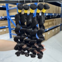 # Lot de Cheveux Humains Vierges Vietnamiens de Qualité Supérieure 12A, Noir Naturel 1B, Ondulés, Vente en Gros