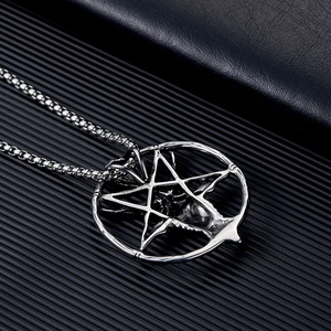 Gothic <strong>Pentagram</strong> Pendant <strong>Goat</strong> Pendant Stainless Steel Necklace Men Baphomet <strong>Goat</strong> <strong>Head</strong> Skull Necklace - Product Image 5