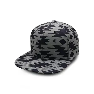 Wholesale Custom Logo Mens 5 Panel Snap Back Gray Hat Hip Hop Flat Brim Gorras Sports Performance Snapback Cap