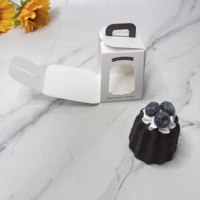 Boîtes à dessert recyclables de petite taille avec poignée, qualité alimentaire, pelliculage mat, gaufrage, revêtement UV, emballage cadeau sur mesure